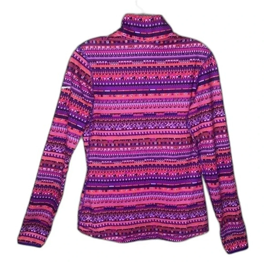 Nike Pro Dri-FIT Pullover Womens Purple Multi Pixel Print Half Zip 685681-696 M